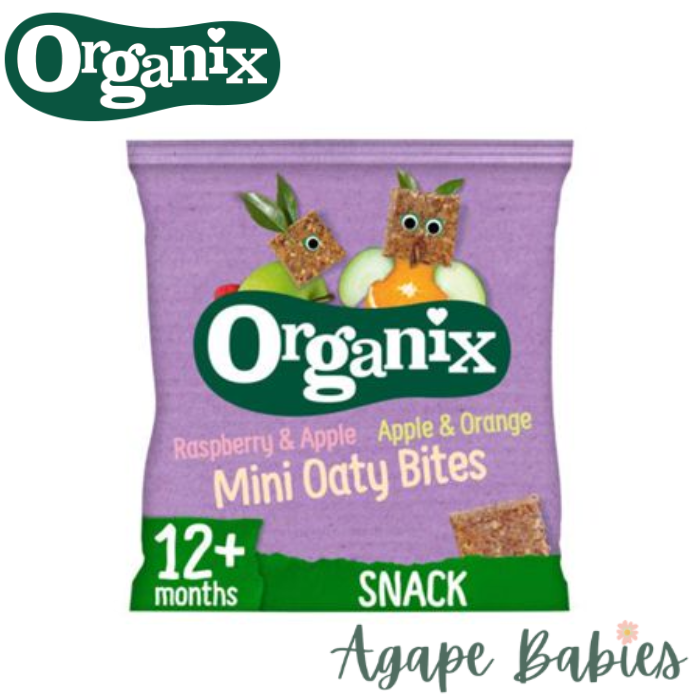 Organix Goodies Organic Mini Oaty Bites (Apple & Orange/Raspberry & Apple), 11 x 10 g.Exp-03/24