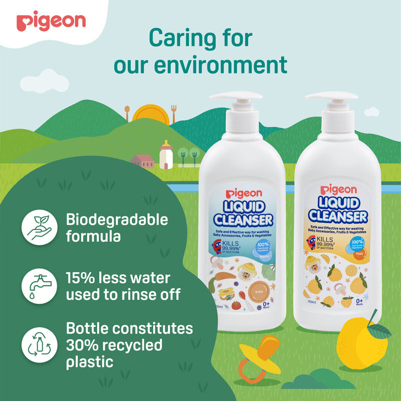 Pigeon Liquid Cleanser Yuzu 700ml + 650ml(Refill) [Bundle Pack]