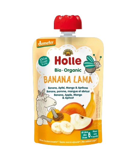 (Bundle of 6) Holle Organic Pouch - Banana Lama - Banana, Apple, Mango & Apricot 100g - From 6 Months