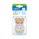 [Bundle Of 2] Dr. Brown’s Prevent Printed Shield Pacifier - Stage 1, Boy Animal Faces, 2-Pack