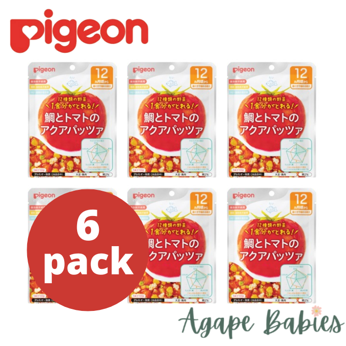 [6-Pack] Pigeon Retort Baby Food Sea Bream Acqua Pazza 100g Exp: 12/24