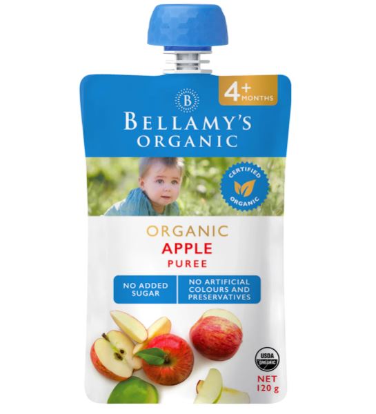 [2-Pack] Bellamy's Organic Apple Puree 120g