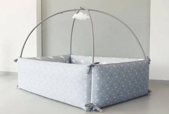 Lolbaby Microfiber Bumper Bed (L) With Hanging Toy And Canopy -4 Designs - FOC Mattress 130 x 60 cm