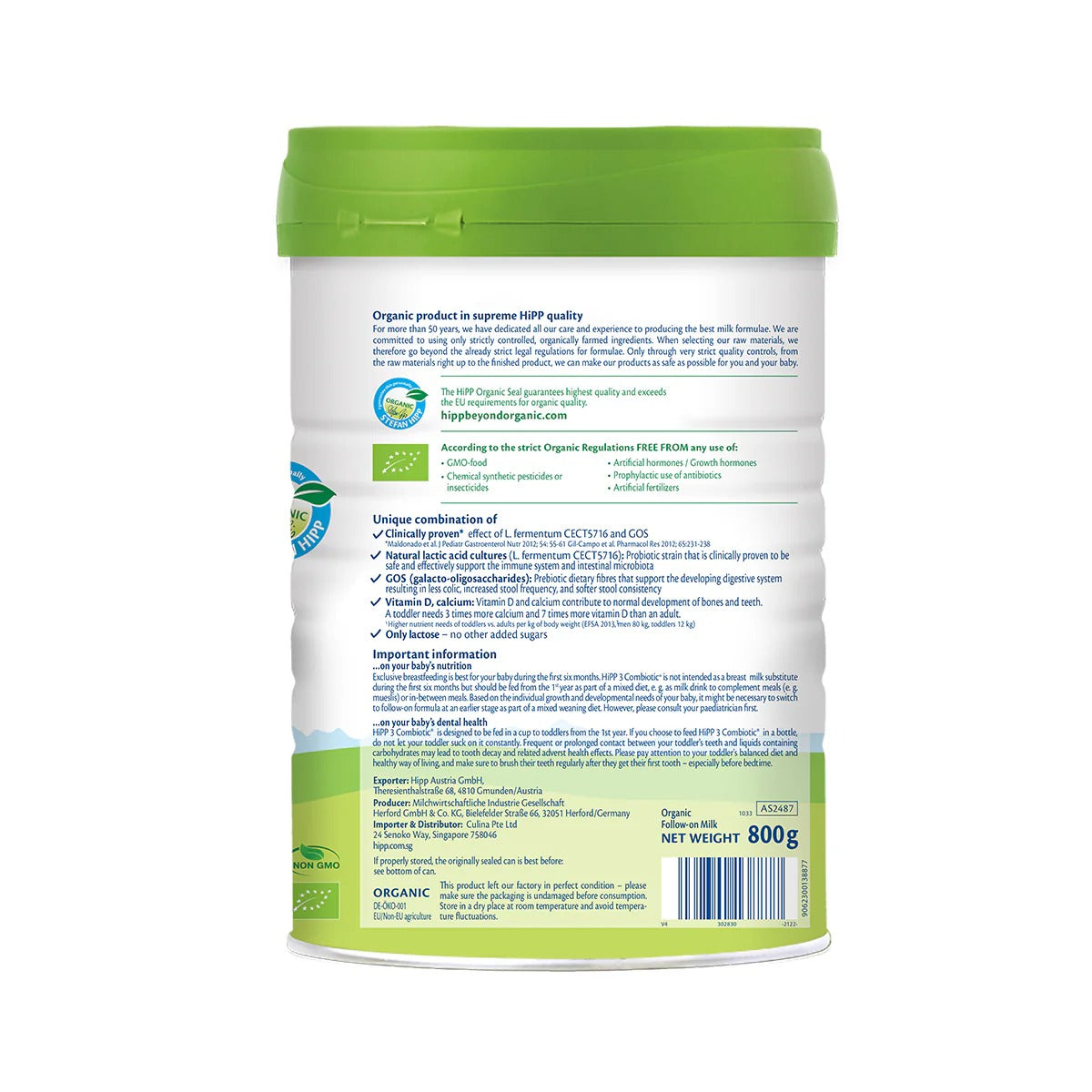 Hipp Organic Combiotic Growing Up Milk 3 800gm ( Pack Of 6