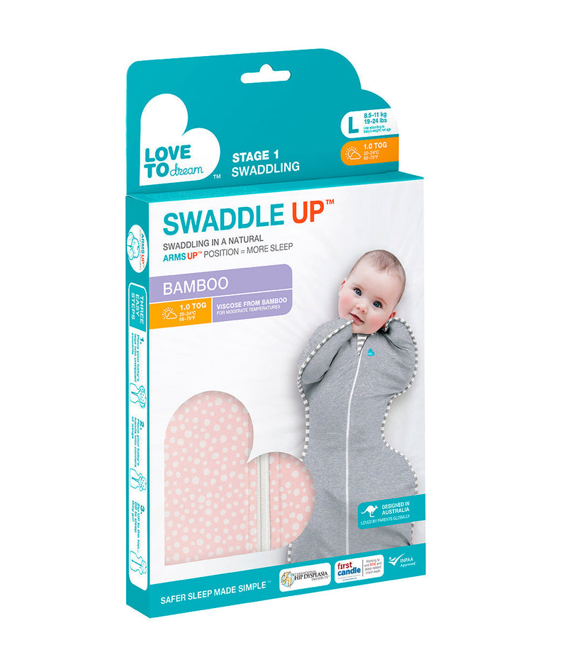 Love To Dream Swaddle UP Original Bamboo 1.0 TOG (Stage 1) - Pink Dot
