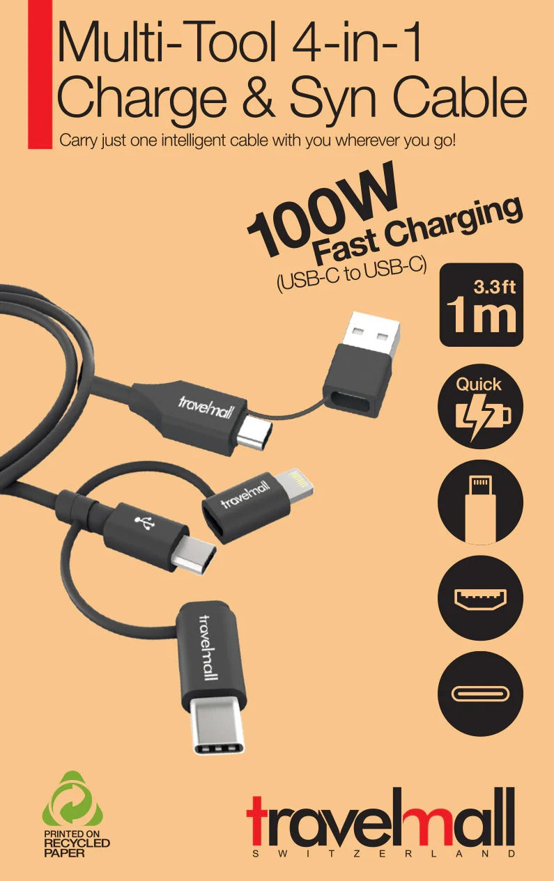 Travelmall Multi-Tool 5-in-1 Charge and Syn Cable - 3 Colors