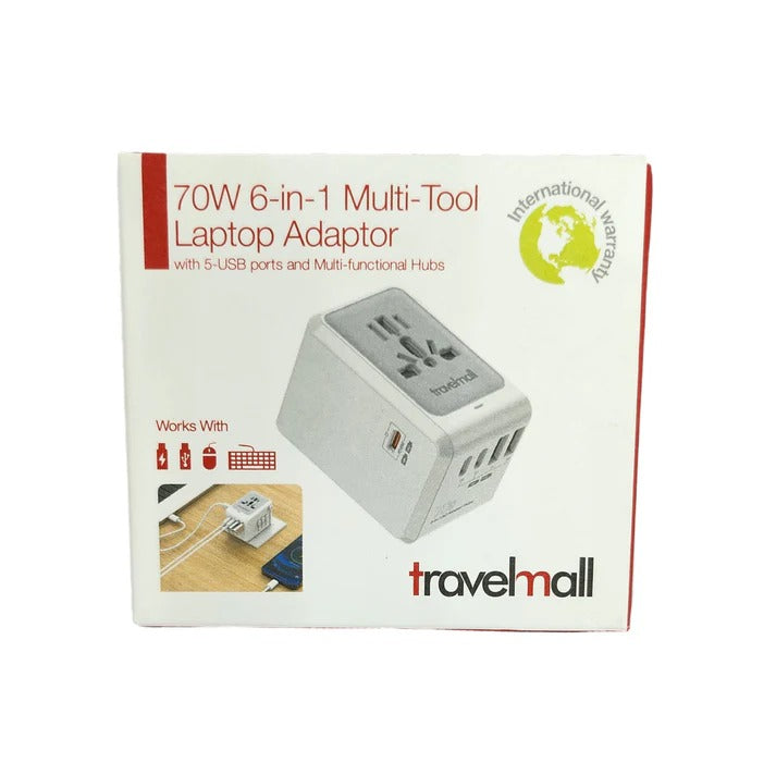 Travelmall TecADVISOR 70W 6-in-1 Multi Tool Laptop Adaptor with 5 USB Ports and Multi-functional Hubs