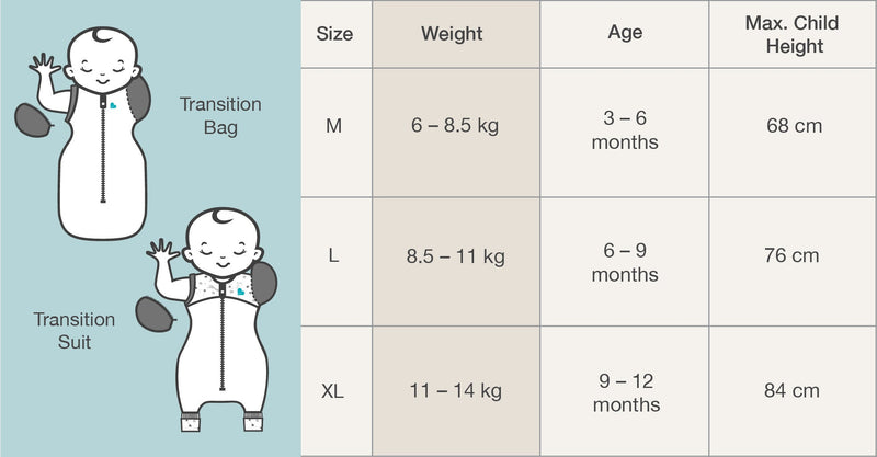 Love To Dream Swaddle Up Transition Bag 0.2 Tog Lite Grey - 2 Sizes