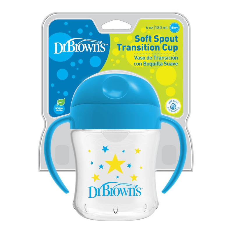 [Bundle Of 2] Dr Brown's 6oz/180ml Soft Spout Transition Cup W/Handles-Blue (6M+)