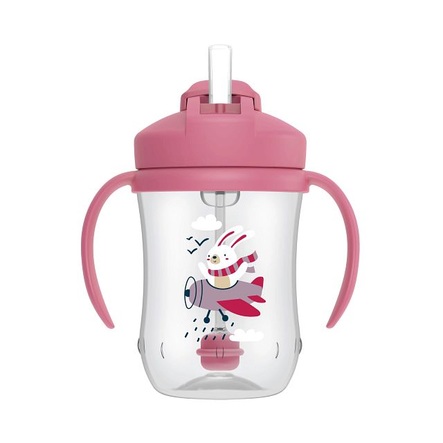 [2 Pack] Dr Brown's Baby's First Straw Cup w/ Handles, 6m+ 9oz/270ml - 5 Colors