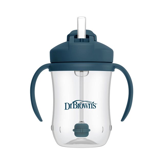 [2 Pack] Dr Brown's Baby's First Straw Cup w/ Handles, 6m+ 9oz/270ml - 5 Colors