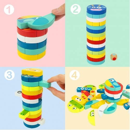 Montessori Educative Learning Wooden Jenga Stacking Game Activity Toy