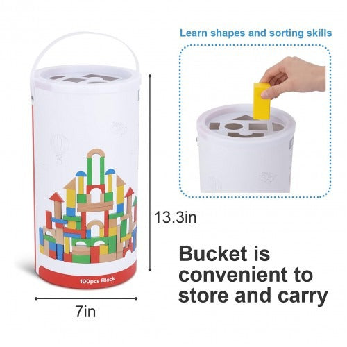 Montessori Educative Learning Wooden 100pcs Block Activity Toy