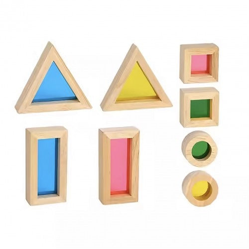 Montessori Educative Learning Wooden Rainbow Blocks Activity Sensory Toy