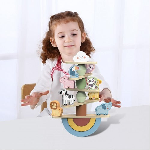 Montessori Educative Learning Wooden Stacking Animal Activity Toy