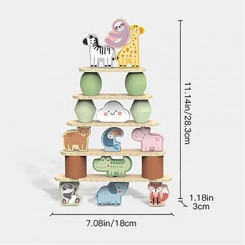Montessori Educative Learning Wooden Stacking Animal Activity Toy