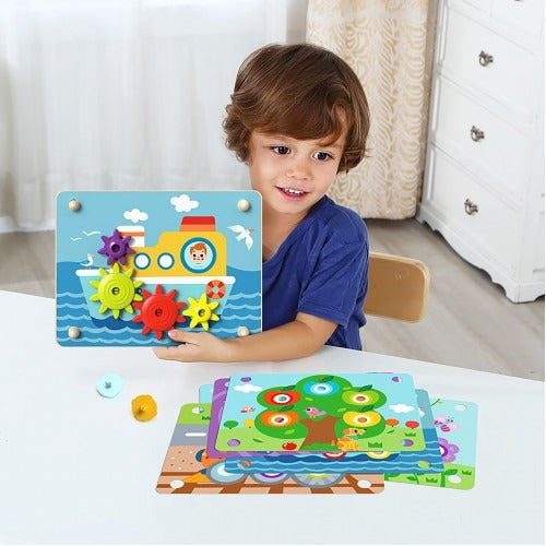 Montessori Educative Learning Wooden Gear Game Activity Toy