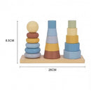 Montessori Educative Learning Wooden Stacking Shape Tower Activity Sensory Toy