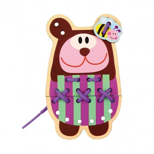 Montessori Educative Learning Wooden 5 In 1 Lacing Animals Activity Toy