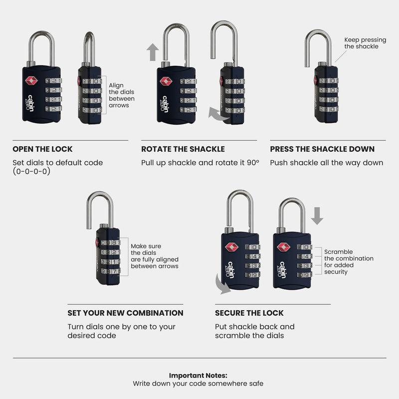 CabinZero Travel TSA Lock - 9 Colors