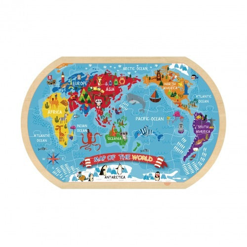 Montessori Educative Learning Wooden World Map Puzzle Activity Toy