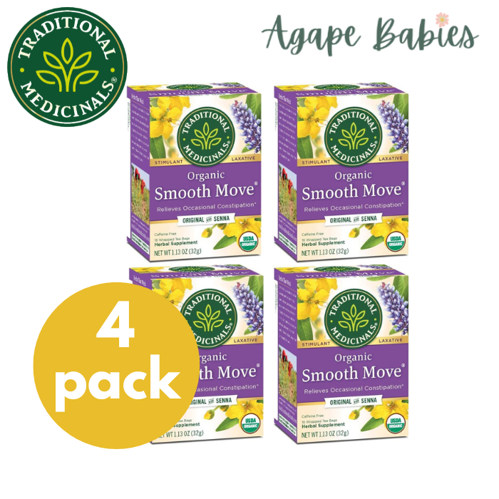 [Bundle Of 4] Traditional Medicinals Organic Smooth Move Original with Senna Tea, 16 bags Exp: 01/25