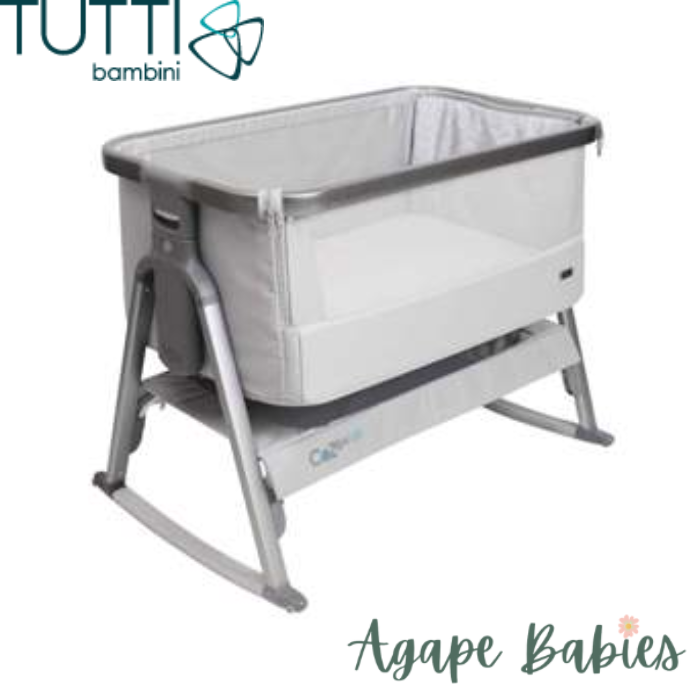 Tutti Bambini Cozee Bedside Crib With Rocking Feet - Space GRY/SLVR (1 year warranty)