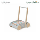 Bubble Wooden Baby Push Cart & Walker with 45 Building Blocks
