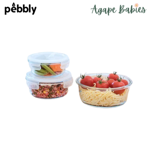 Pebbly Round Food Containers (3pcs) - 400ml/ 620ml/ 950ml