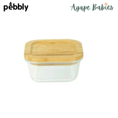 Pebbly Square Glass Food Container - 520ml