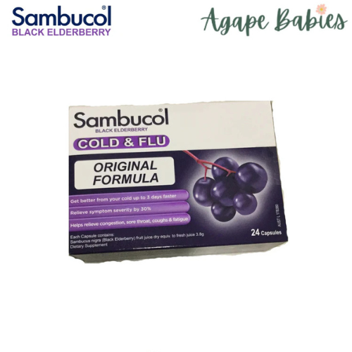 Sambucol Black Elderberry Cold & Flu (AUS version), 24 caps.- For Adults Exp: 03/26