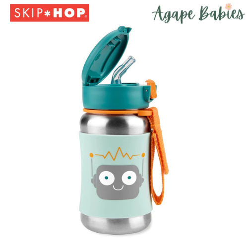 Skip Hop Spark Style Stainless Steel Straw Bottle - Robot