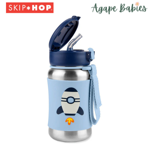 Skip Hop Spark Style Stainless Steel Straw Bottle - Rocket