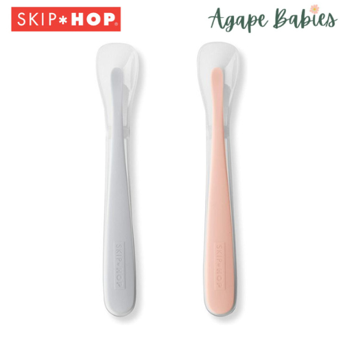 Skip Hop Feeding Spoons (2pcs) -Grey/Soft Coral