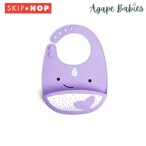 Skip Hop Zoo Fold & Go Silicone Bib - Narwhal