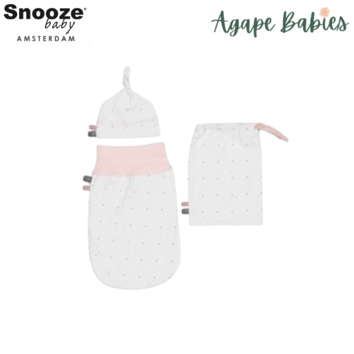 Snoozebaby Set new born cocoon 0-3 months incl hat & bag in dots light pink