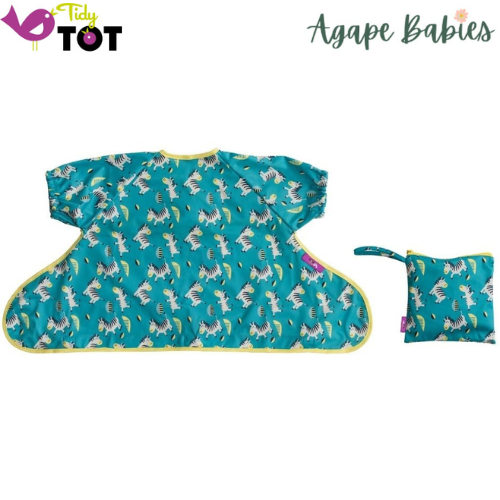 Tidy Tot Cover & Catch Bib (Short Sleeve) - Dancing Zebra