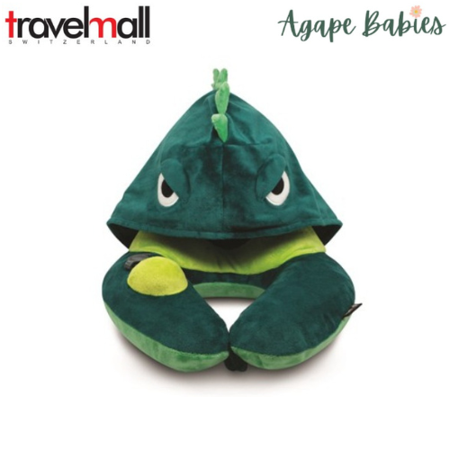 Travelmall 3D Inflatable Neck Pillow with Patented Pump and Hood - Dinosaur