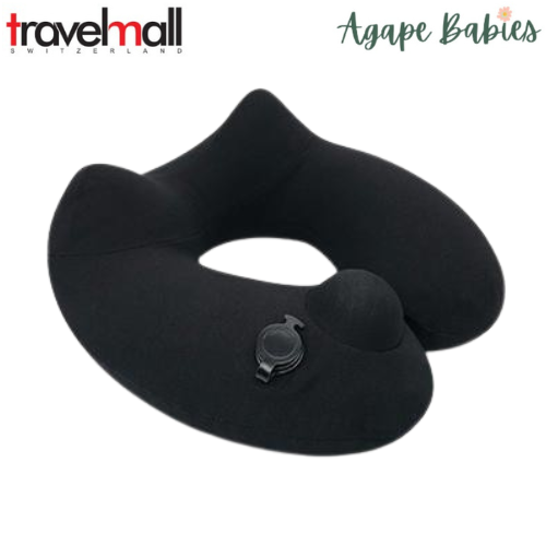 TravelMall 3D Inflatable Nursing Neck Pillow With Patented Pump And Hood (Black)