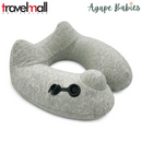 TravelMall 3D Inflatable Nursing Neck Pillow With Patented Pump And Hood (Light Grey)
