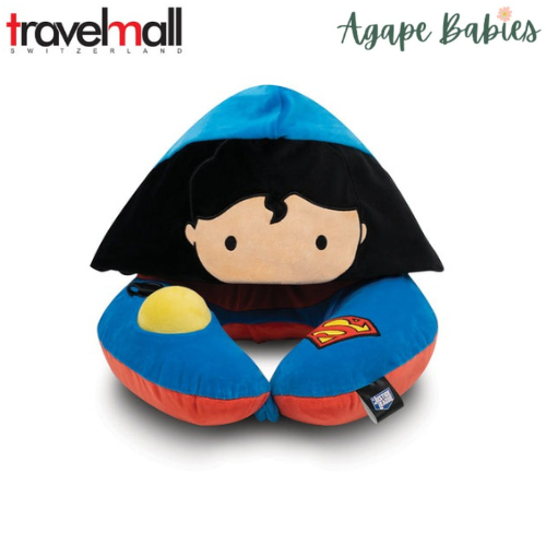 TravelMall Kid’s Justice League 3D Foldable Hood With Patented Pump Pillow - Superman