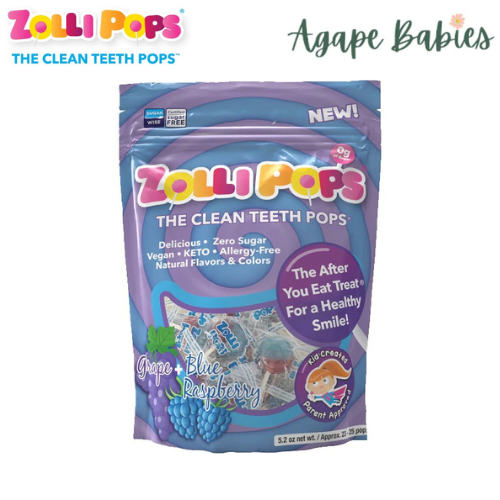 Zollipops The Clean Teeth Pops- Grape & Blue Raspberry Swirl, 147g