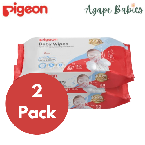 Pigeon Baby Wipes 30 Sheets 100% Pure Water 2 In 1 ( Pack Of 2)