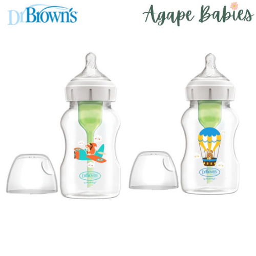 [2-PK ] Dr. Brown’s 11 oz/330 mL PP W-N Options+ Baby Bottle w/ L2 Nipple 1-Pack - 2 Design