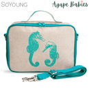 SoYoung Lunch Box Bag - Aqua Seahorses