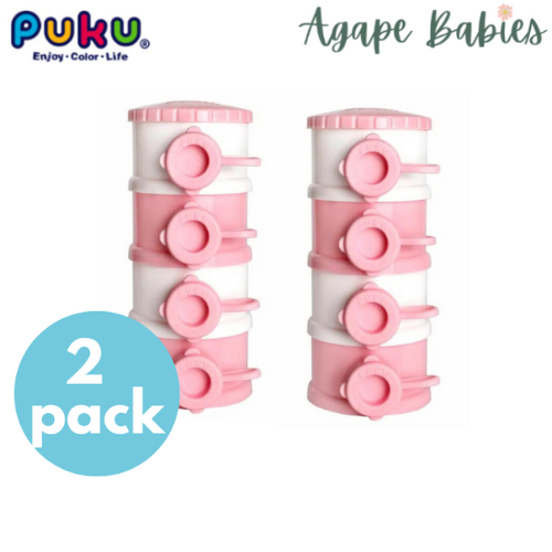 [2-Pack] Puku Milk Powder Container (4-Tiers) - Pink