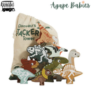 Le Toy Van Wooden Stacking Dinosaurs & Bag - Jurassic