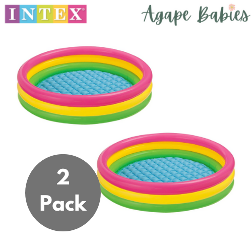 [Bundle Of 2] Intex 3-Ring Sunset Glow Pool with Inflatable Floor (112cm x 25cm)