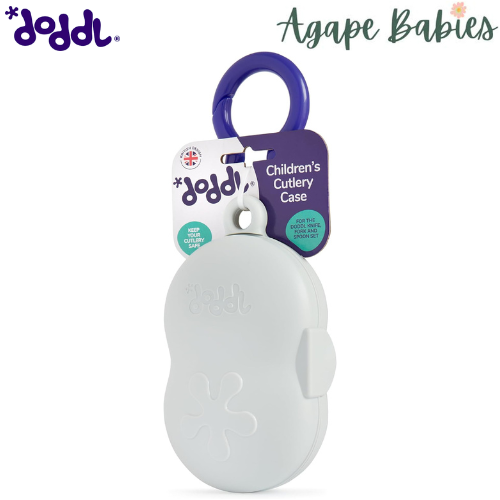 Doddl Toddler knife, fork and spoon case - Cool grey (purple clip)