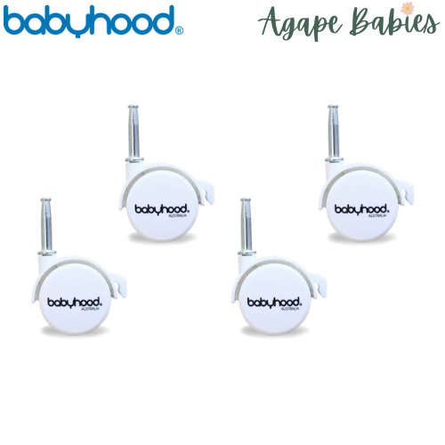 Babyhood Standard Cot Wheels White 1 Set